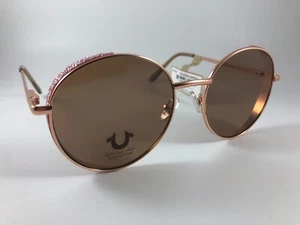 New $125 TRUE RELIGION Women's Sunglasses, Rose Gold, Round Retro Pink Crystals - Bild 1 von 12