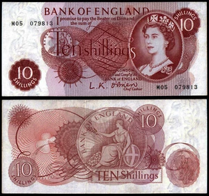 ENGLAND 10 SHILLINGS O'BRIEN (B287) PREFIX M-- ERSATZ GEF - Bild 1 von 1