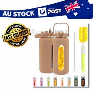 64 oz Glass Water Bottles with Straw and Handle Lid,Half Gallon Water Bottle - Picture 1 of 5