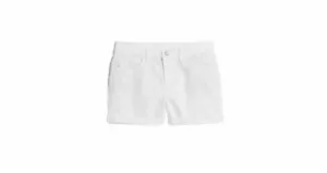 Old Navy WOW weiße Denim-Hochhausshorts mit Reißverschluss Manschetten Größe 26 Neu - Bild 1 von 5