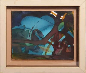 Paul Kohn, Abstract Blue Composition, Watercolor and pastel on paper, signed and - Picture 1 of 5