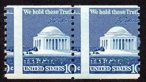 1520 10c Jefferson memorial misperf coil pair MNH - Picture 1 of 1