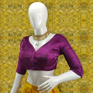 Handcrafted Silk Blouse with Unique Dot/Tuck Cut | Elegant 3/4 Sleeves Blouse - Picture 1 of 27