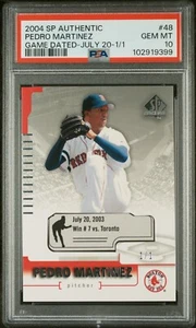 2004 SP AUTHENTIC GAME DATED PARALLEL JULY 20 #48 PEDRO MARTINEZ PSA 10 GEM #1/1 - Picture 1 of 2