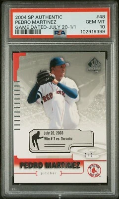 2004 SP AUTHENTIC GAME DATED PARALLEL JULY 20 #48 PEDRO MARTINEZ PSA 10 GEM #1/1 - Image 1 of 2