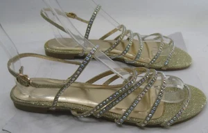 BAMBOO NEW Summer gold SLINGBACK Sandal Shoes WOMEN Size 7.5 - Picture 1 of 4