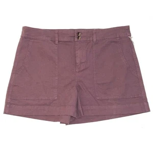 A New Day Ladies' Size 18 Dark Purple Stretch High-Rise Canvas Shorts - Picture 1 of 2
