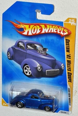 Hot Wheels 2009 #25 New Models #25 Custom 1941 Willys Coupe blue MOC VHTF N4028 - Image 1 of 3