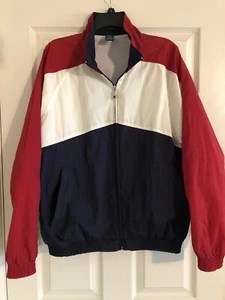 Men's Lands'End Vintage Colorblock Nylon Windbreaker Jacket Sz M Full Lining Zip - Picture 1 of 9