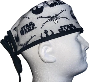 Star Wars Grey FLANNEL Scrub Hat Chemo Cap - Picture 1 of 4