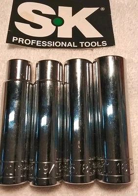 S-K  4pc  1/2" DRIVE DEEP SOCKET SET SAE  USA  - Image 1 of 4
