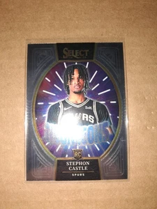2024-25 Panini Select Stephon Castle RC Neon Icon Base SP #3 San Antonio Spurs - Foto 1 di 2