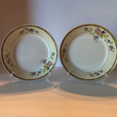 Vintage Pareek Johnson Brothers Watteau Tan Scroll & Dots Border 2 Soup Bowls - Image 1 of 4