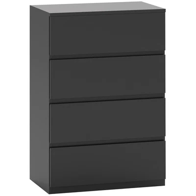 HOMCOM Bedroom Chest of Drawers, 4 Drawers Dresser, Drawer Unit, Black - Image 1 of 4