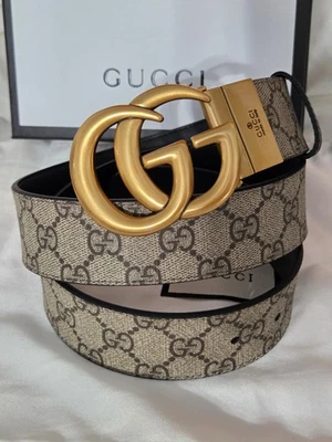 Auténtico Cinturón Reversible Marrón Monograma Marmont Gucci Dorado GG 30/32 90 cm - Imagen 1 de 4