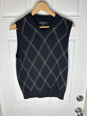 Suéter Chaleco Sin Mangas Pullover Argyle Algodón Habitación Club Para Hombre Talla Pequeña Gris Foto 1 de 3