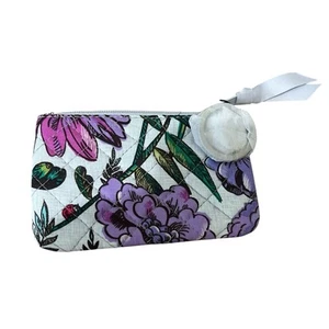Vera Bradley lavender meadow Iconic Zip ID coin Wallet Purple Floral Gray NEW - Picture 1 of 3