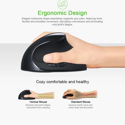 Pur-ple Optical Vertical Mouse Ergonomic Wired Mouse USB Mice 5 Button For SLK - Image 1 of 4