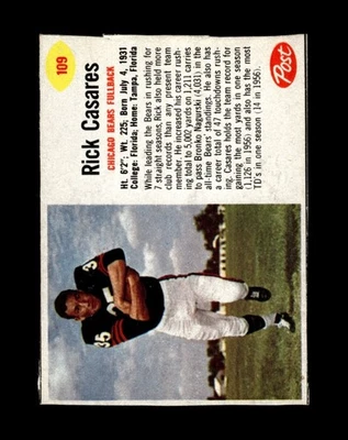 1962 Post Cereal Set-Break #109 Rick Casares VG-VGEX (crease) *GMCARDS* - Image 1 of 2