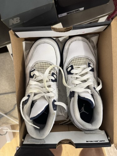 Nike Air Jordan 4 Retro PS bianche "Midnight Navy" BQ7669 140 taglia 2 5 anni