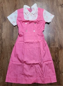 Vintage 1960s Dunkin Donuts Women's Uniform Dress Pink White Small 30 New Bag - Picture 1 of 12