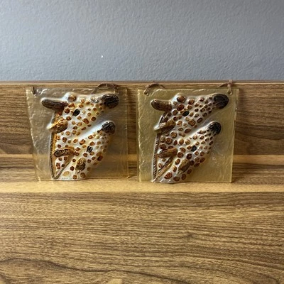 Arte cuadrado jirafas de vidrio colgante de pared atrapasol mamá y cría animales de safari (2) Foto 1 de 3