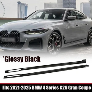 4D Side Skirts Extension Fits 2021-2025 BMW 4 Series G26 Gran Coupe Gloss Black - Imagen 1 de 6