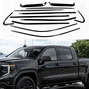 For GMC Sierra 1500 4-Door 2019-2026 Gloss Black Window Sill Strips Decor Trim - Picture 1 of 7
