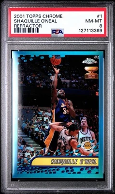 2001 Topps Chrome #1 Shaquille O’Neal Refractor PSA 8 - Image 1 of 2
