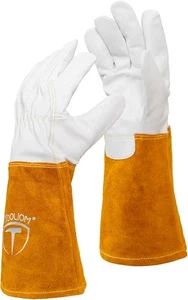 Guantes TIG de piel de cabra TOOLIOM - Puño de cuero de vaca, forro suave, alta destreza 14 pulgadas - Imagen 1 de 1