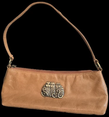 LAUREL BURCH коричневый кожаный маленький прямоугольник Дамская сумка сумка сумочка кошки мистикаты б/у в отличном состоянии - Изображение 1 из 4