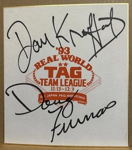 Autógrafo Dan Kroffat Doug Furnas Shikishi AJPW 1993 Real World Tag Team League - Imagen 1 de 1