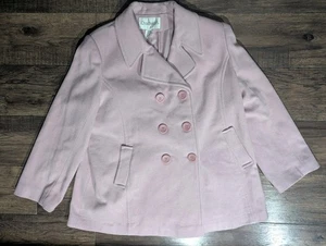 Chadwick's Vintage Womens Wool Blend Pea Coat Light Pink Size 20W Accent Buttons - Picture 1 of 16