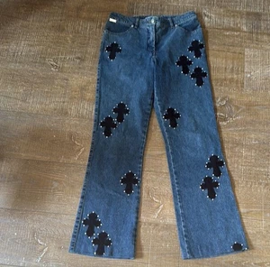 St. John Sport Women’s Jeans Black Crosses Size 6  Goth Vintage Women's Y2K - Picture 1 of 5