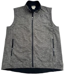 Cinch Softshell Fleece Vest Mens Size Large Gray Full Zip Check Pattern Pockets - Picture 1 of 17