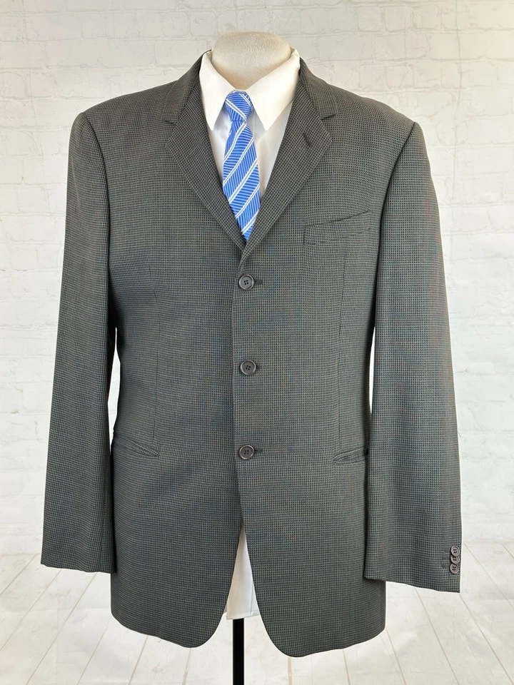 Blazer Mani By Armani EE. UU. Para Hombre Gris Marrón Lana a Cuadros 42L Tres Botones Foto 1 de 4
