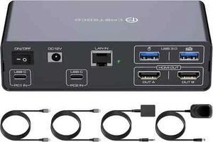 USB-C Docking Station with KVM Switch 2 Monitors 2 Computers 4K@60Hz HDMI SW524 - Afbeelding 1 van 19