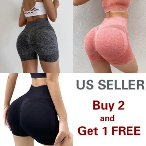 Womens Bike Shorts butt lift Basic Workout Scrunch Booty High Waist Running Yoga