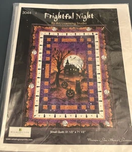 FRIGHTFUL NIGHT Wilmington Print Small Quilt Pattern #3044 Halloween JOL Cat - Picture 1 of 3