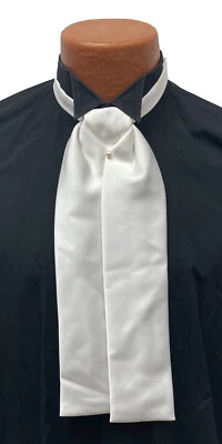 Men's White Satin Ascot Cravat Tie with Pin Formal Victorian Morning Dress - Image 1 of 2