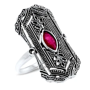 GENUINE RUBY 925 STERLING SILVER ANTIQUE STYLE SOLITAIRE FILIGREE RING     #1077 - Picture 1 of 6