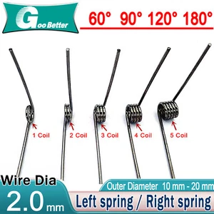 Torsion Springs 2mm Wire Diameter 10-20mm OD ,3,/6/9 Coils 60°-90° Angle Degree - Picture 1 of 23
