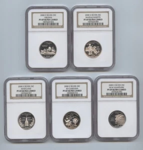 2000-S Silver Proof State Quarter Complete Set of 5 NGC PF69 Ultra Cameo - Picture 1 of 2
