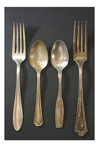 Lote de 2 cucharaditas y 2 tenedores vintage Oneida SilverPlate - Imagen 1 de 4