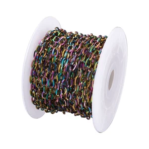 16.4 Feet Stainless Steel Cable Chains Unwelded Colorful Necklace Link 6.5x3.5mm - Picture 1 of 7