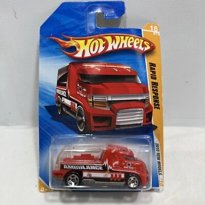 Hot Wheels 2010 New Models 18/44, Rapid Response Ambulance, Red ~ NEW SEALED - Image 1 of 4