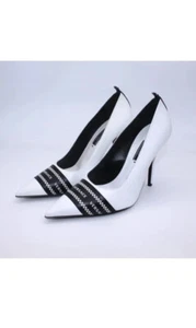 Versace Signature Script Heels Pumps weiß/schwarz Größe 40EU/10US Neu im Karton - Bild 1 von 7