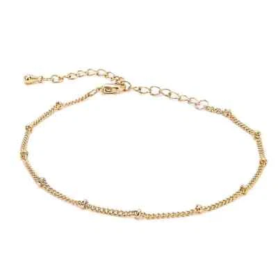 Brazalete de cadena de frijoles de oro rosa con perlas doradas de moda simple para mujer Foto 1 de 4