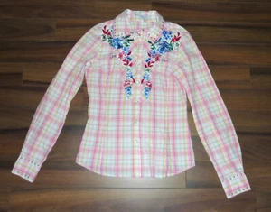 ★ Country Bluse ★ Hemd ★ APART ★ rosa weiß kariert ★ Stickerei ★ 34 ★ sehr gut - Bild 1 von 2