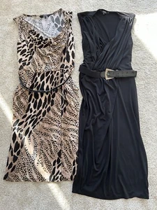 Star by Julien Macdonald 2 x Dresses Animal Print & Black Stretchy Belt Size 12 - Picture 1 of 14